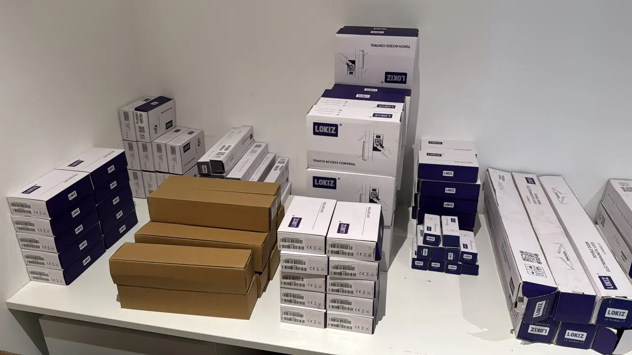 Ready stock of LOKIZ access control keypads, exit buttons and double door EM locks in Dubai